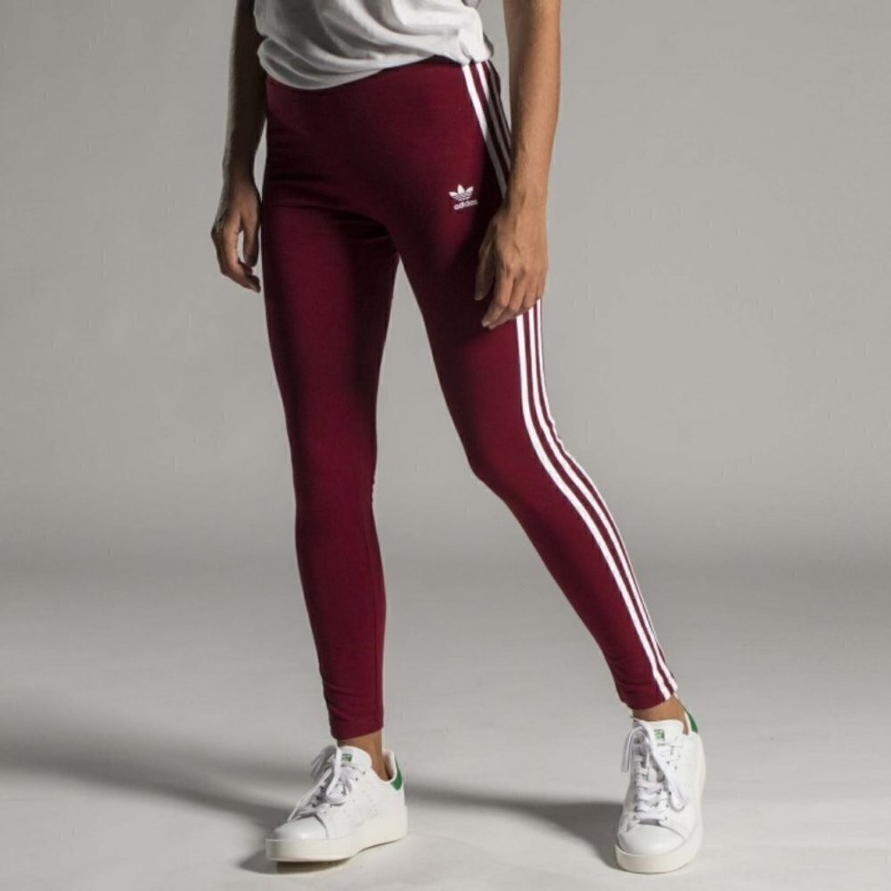 Adidas Bordeaux Crimson Red Tri-Stripe Athletic Pants S‎